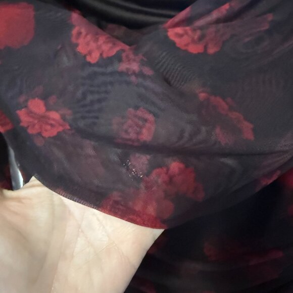 A&F Long-Sleeve Mesh Asymmetrical Draped Maxi Dress - size L - NWT - Picture 5 of 7